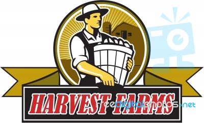 Organic Farmer Harvest Farms Circle Retro Stock Image