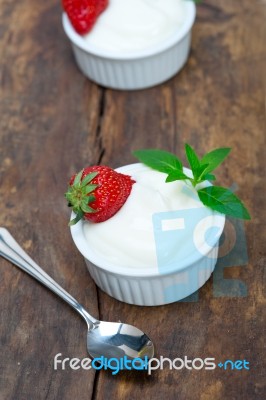 Organic Greek Yogurt And Strawberry Stock Photo