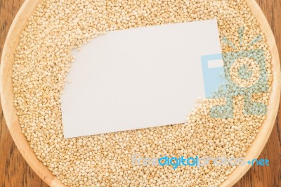 Organic Quinoa Grain And Business Card Stock Photo