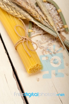 Organic Raw Italian Pasta And Durum Wheat Stock Photo