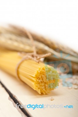 Organic Raw Italian Pasta And Durum Wheat Stock Photo