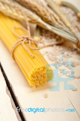 Organic Raw Italian Pasta And Durum Wheat Stock Photo