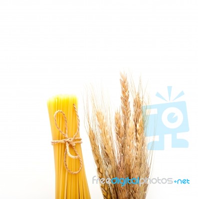 Organic Raw Italian Pasta And Durum Wheat Stock Photo