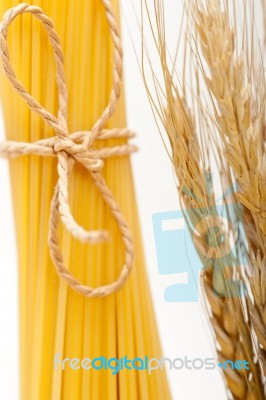 Organic Raw Italian Pasta And Durum Wheat Stock Photo