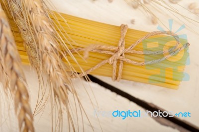 Organic Raw Italian Pasta And Durum Wheat Stock Photo