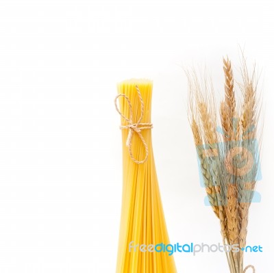 Organic Raw Italian Pasta And Durum Wheat Stock Photo