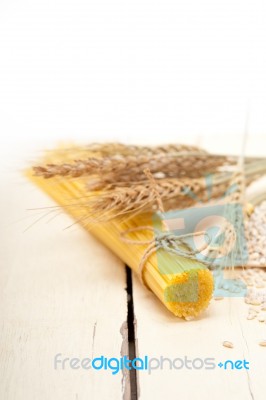 Organic Raw Italian Pasta And Durum Wheat Stock Photo