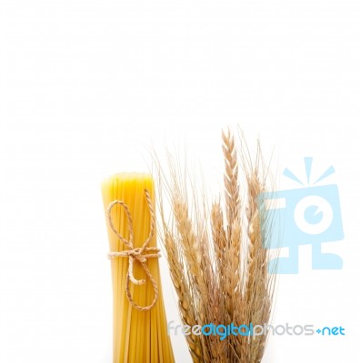 Organic Raw Italian Pasta And Durum Wheat Stock Photo