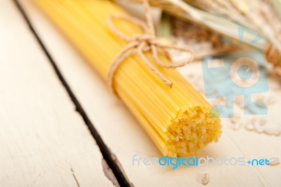 Organic Raw Italian Pasta And Durum Wheat Stock Photo