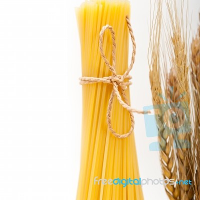 Organic Raw Italian Pasta And Durum Wheat Stock Photo