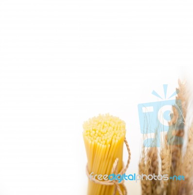 Organic Raw Italian Pasta And Durum Wheat Stock Photo