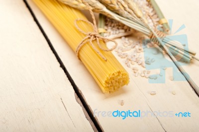 Organic Raw Italian Pasta And Durum Wheat Stock Photo