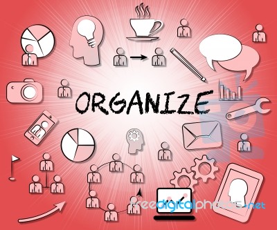 Organize Icons Shows Sign Arranged And Organizing Stock Image