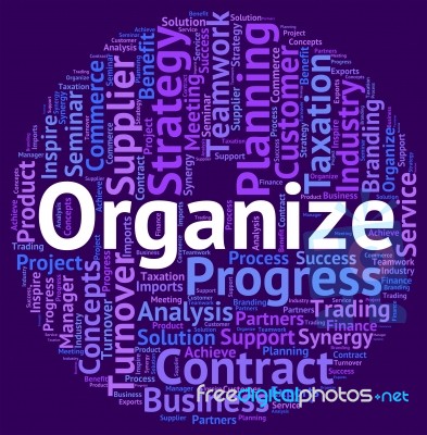 Organize Word Means Wordclouds Text And Structure Stock Image