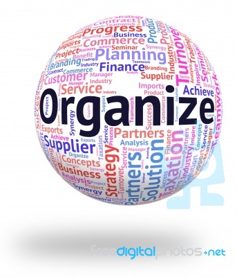 Organize Word Represents Wordclouds Structured And Manage Stock Image