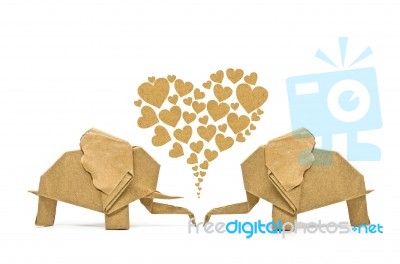 Origami Elephant Of Love Stock Photo