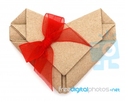 Origami Recycle Paper Heart With Bow Tie Stock Photo