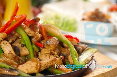 Original Fajita Sizzling Hot  On Iron Plate Stock Photo