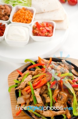 Original Fajita Sizzling Hot  On Iron Plate Stock Photo