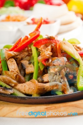 Original Fajita Sizzling Hot  On Iron Plate Stock Photo