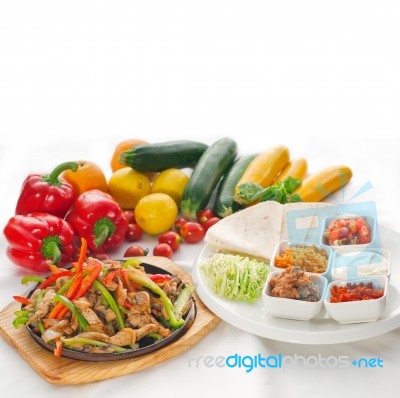 Original Fajita Sizzling Hot  On Iron Plate Stock Photo