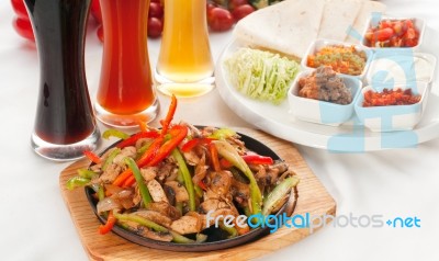 Original Fajita Sizzling Hot  On Iron Plate Stock Photo