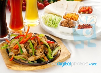 Original Fajita Sizzling Hot  On Iron Plate Stock Photo