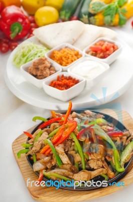 Original Fajita Sizzling Hot  On Iron Plate Stock Photo