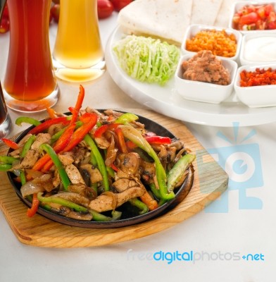 Original Fajita Sizzling Hot  On Iron Plate Stock Photo