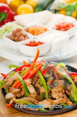 Original Fajita Sizzling Hot  On Iron Plate Stock Photo