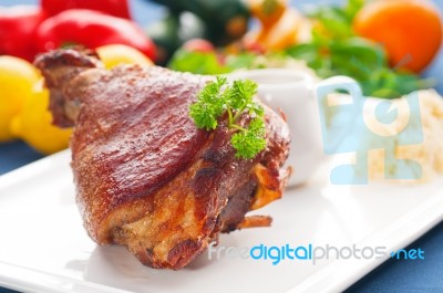 Original German Bbq Pork  Knuckle Stock Photo