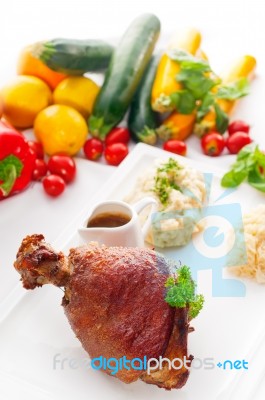 Original German Bbq Pork  Knuckle Stock Photo