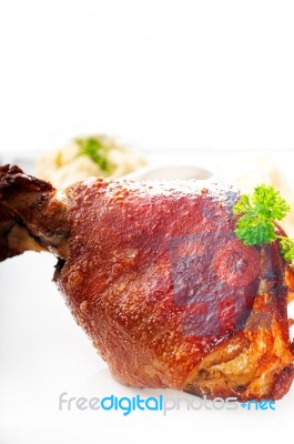 Original German Bbq Pork  Knuckle Stock Photo