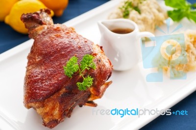 Original German Bbq Pork  Knuckle Stock Photo