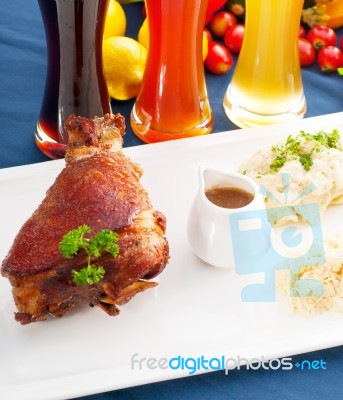 Original German Bbq Pork  Knuckle Stock Photo