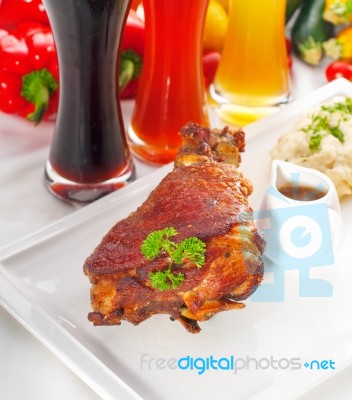 Original German Bbq Pork  Knuckle Stock Photo