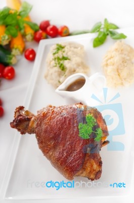 Original German Bbq Pork  Knuckle Stock Photo