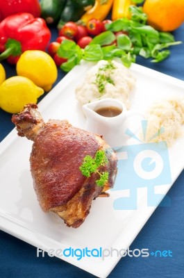 Original German Bbq Pork  Knuckle Stock Photo