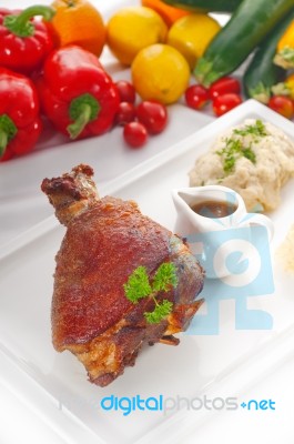 Original German Bbq Pork  Knuckle Stock Photo