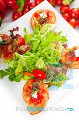 Original Italian Fresh Bruschetta Stock Photo