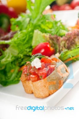 Original Italian Fresh Bruschetta Stock Photo