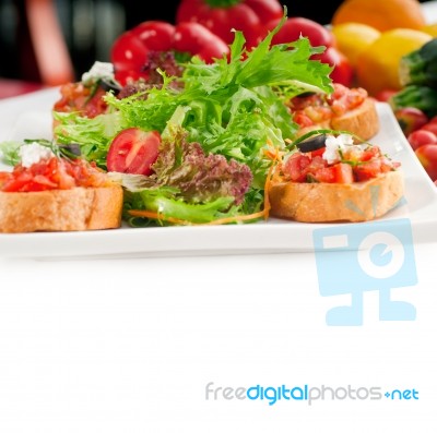 Original Italian Fresh Bruschetta Stock Photo