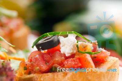 Original Italian Fresh Bruschetta Stock Photo