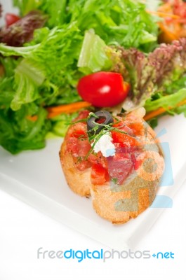 Original Italian Fresh Bruschetta Stock Photo