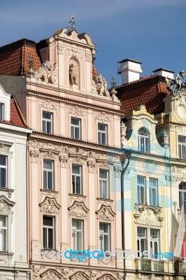 Ornate Apartment Block In The Old Town Square In Prague Stock Photo