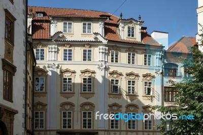 Ornate Apartment Block Near Wenceslas Square In Prague Stock Photo