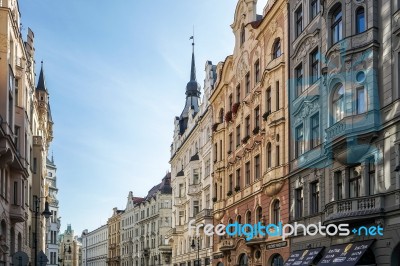 Ornate Apartment Blocks In Prague Stock Photo