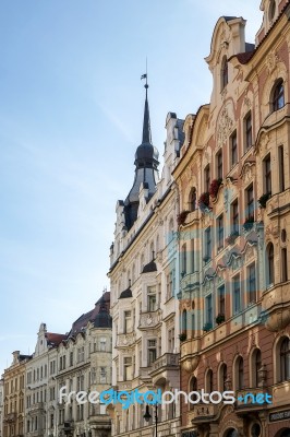 Ornate Apartment Blocks In Prague Stock Photo