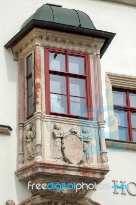 Ornate Bay Window In Weimar Stock Photo