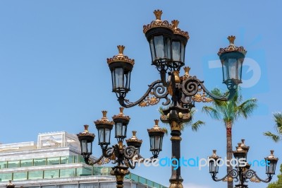 Ornate Street Lighting In Puerto Banus Stock Photo